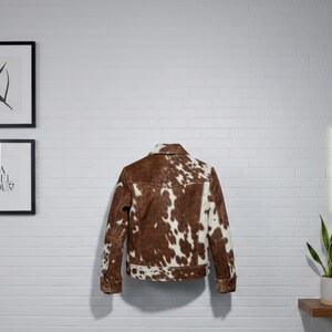 Cowhide Hair On Jacket Men’s Brown & White Real Cow Print Leather Jacket Western Cowboy Coat