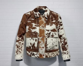 Rindslederjacke Hair-On Leder: Western Cowboy Style
