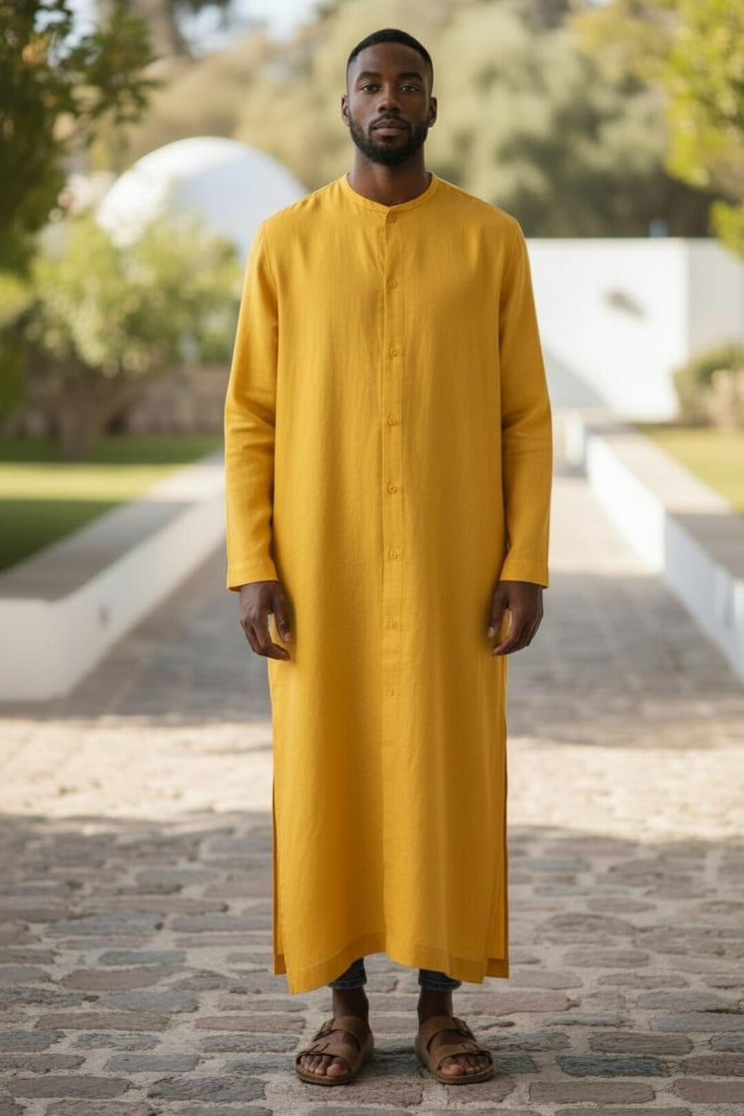 Pakistan Mechanic Robe Pakistan Handmade Linen Kaftan: Long Sleeve Moroccan Loungewear Robe - Etsy