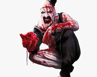 Terrifier Art the Clown PNG, Bloody Horror Design, Halloween Sublimation (Digital File)