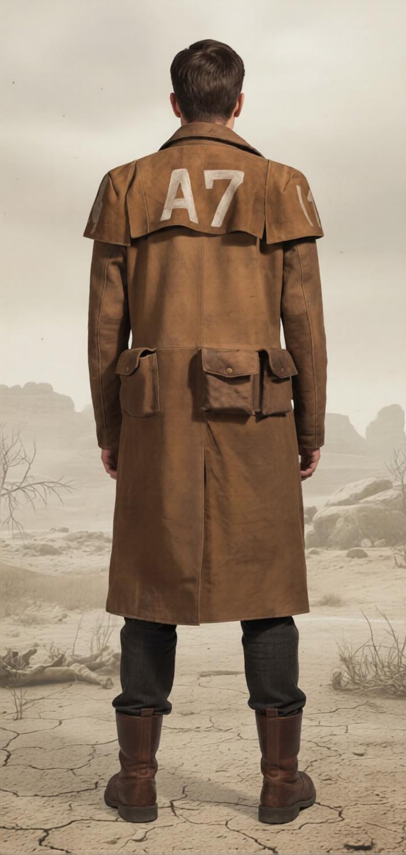 Men’s A7 Fallout NCR Veteran Ranger Duster Coat – Faux Suede Leather ...