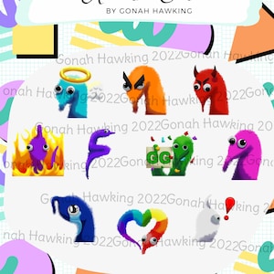 Magic Twisty Worms Squirmles Snoots Worm on a String emotes Chibi Emotes - Cute Emotes - Custom Emotes - Discord Twitch Telegram