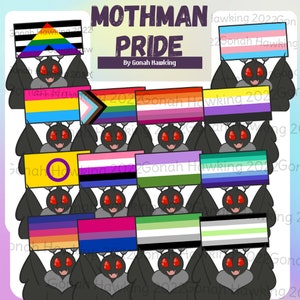LGBTQIA+ Mothman Emotes - Chibi Emotes - Cute Emotes - Pride Emotes by Gonah Hawking - Discord Twitch Telegram