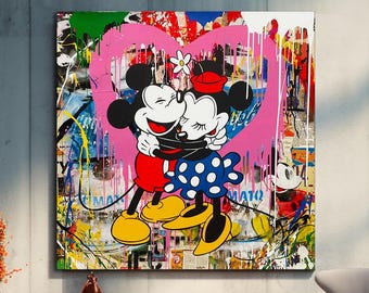 Banksy Graffiti Impression d'art sur toile Mickey Mouse drôle, peinture de luxe, impressions de mode, dessin animé, anniversaire, cadeau de Noël
