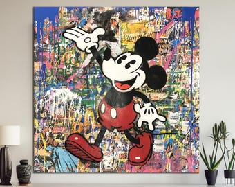 Alte Micky Maus Pop Art Wandkunst, Banksy Style Pop Art, Micky Maus Street Graffiti Wandkunst, Micky Maus Geschenk