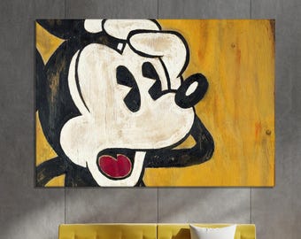 Art mural en toile vintage Mickey Mouse, toile Mickey Pop Art, art Mickey Mouse vintage, toile prête à accrocher