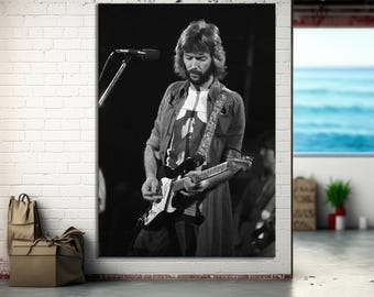 Eric Clapton, arte de parede em tela premium dos anos 1970 | Arte de parede com música dos anos 1960, 1970 e 1980, pôsteres, gravuras, quadros e decoração para sala de estar