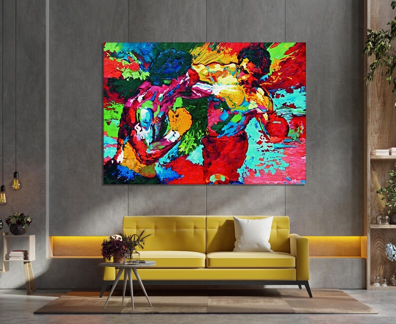 Rocky Vs Apollo Poster - Leroy Neiman Colorful Canvas Print, High ...