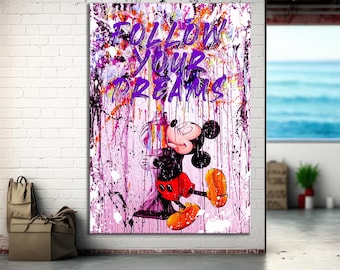 Micky Maus Graffiti Pop Art Leinwand, Banksy Style Pop Art, Micky Maus Pop Art, Straßen Graffiti Wandkunst, Micky Maus Poster