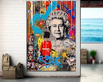 DEATH NYC 限定プリント エリザベス女王 × グッチ × ポップアート DEATH NYC Hand Signed Street Art Print Large Framed 16x20in With