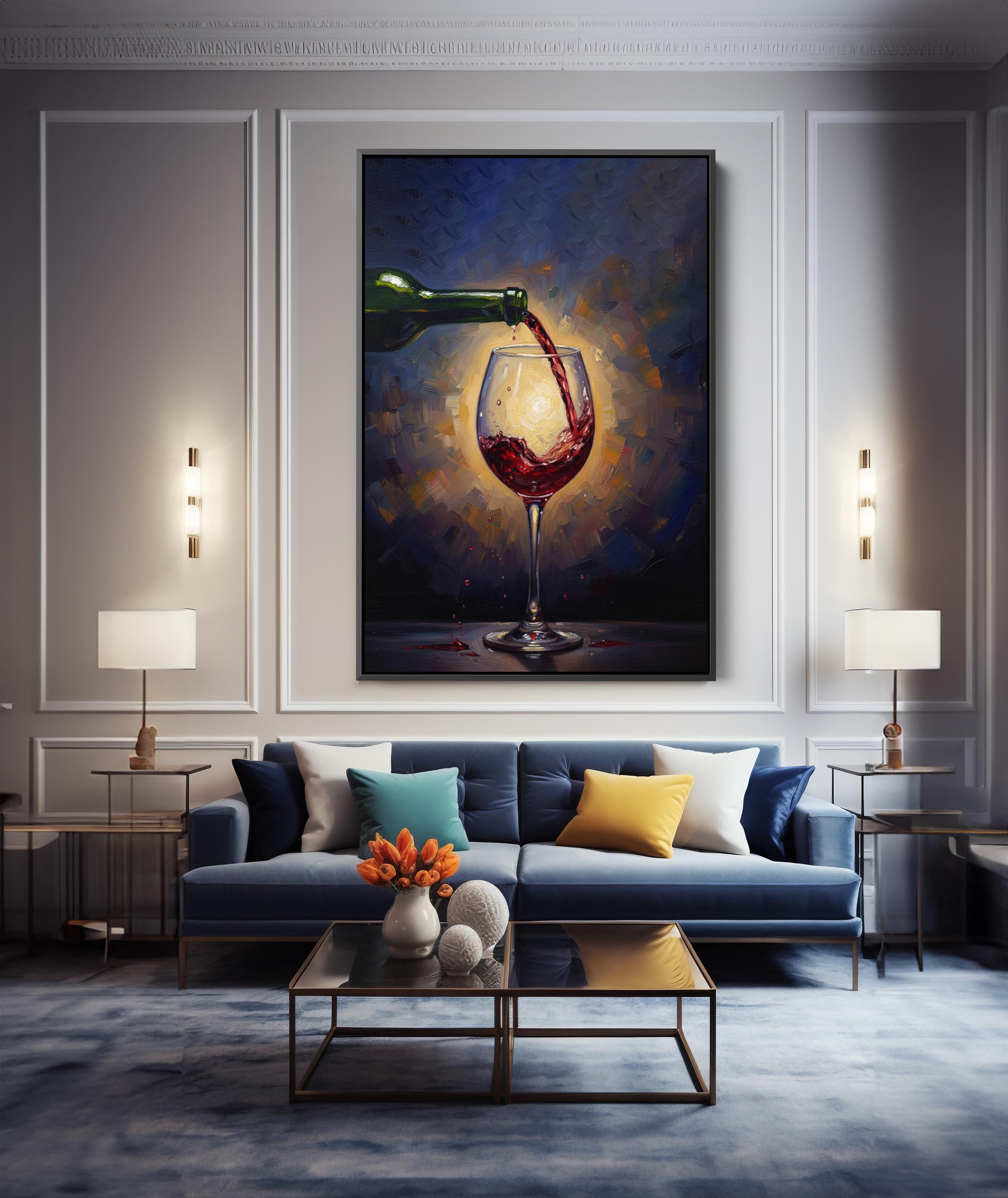 Red Wine Pour Canvas Wall Art – Elegant Wine Glass Painting for Kitchen ...