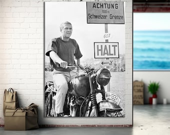 Steve McQueen - The Great Escape Canvas Print - Classic Vintage Canvas Wall Art - Extra Large Framed Wall Art - McQueen