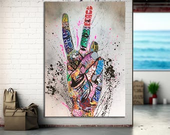 Peace Graffiti Art Canvas Wall Art, Home Decor,Gallery Wrapped