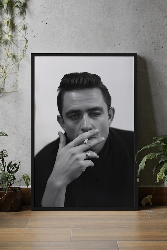 Johnny Cash Framed Print | Vintage 1960 | Premium Quality Print, Johnny Cash  Poster