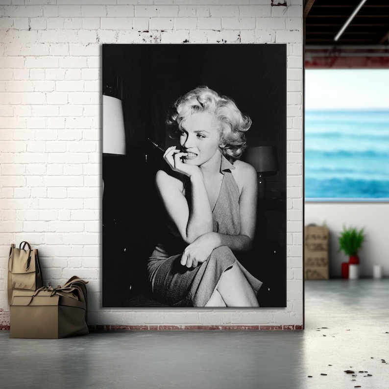 Marilyn Monroe Poster Black and White Actress Model Singer Hand Made ...