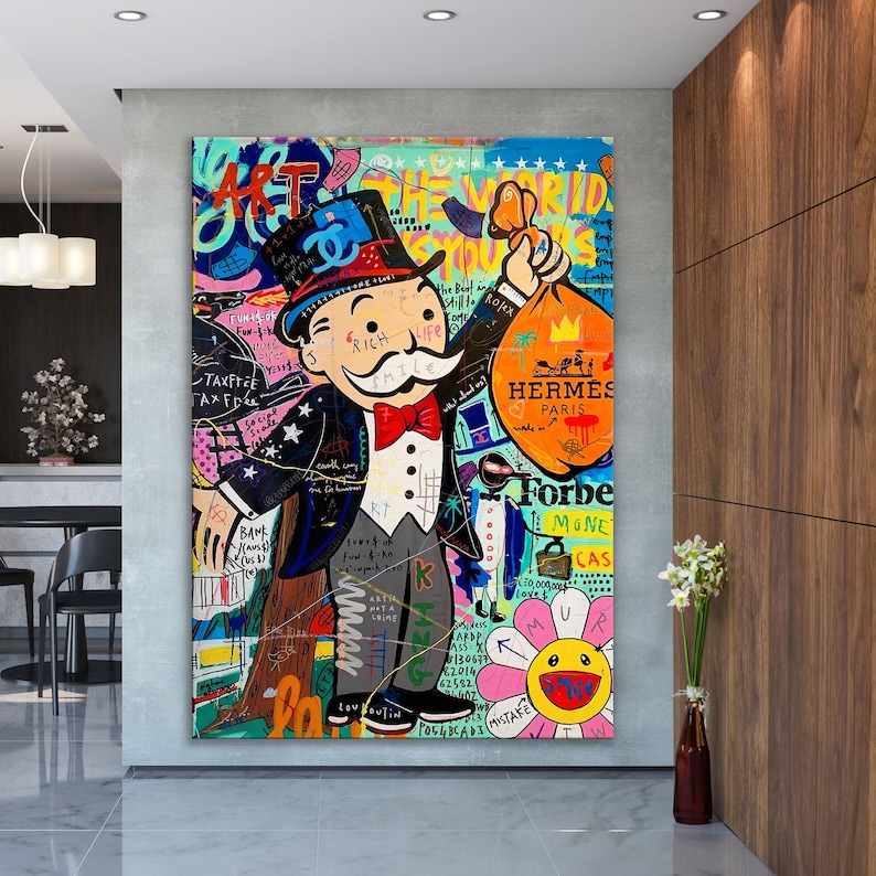 Pop Art Monopoly Man Fashion Unique Modern Painting Print Abstract ...