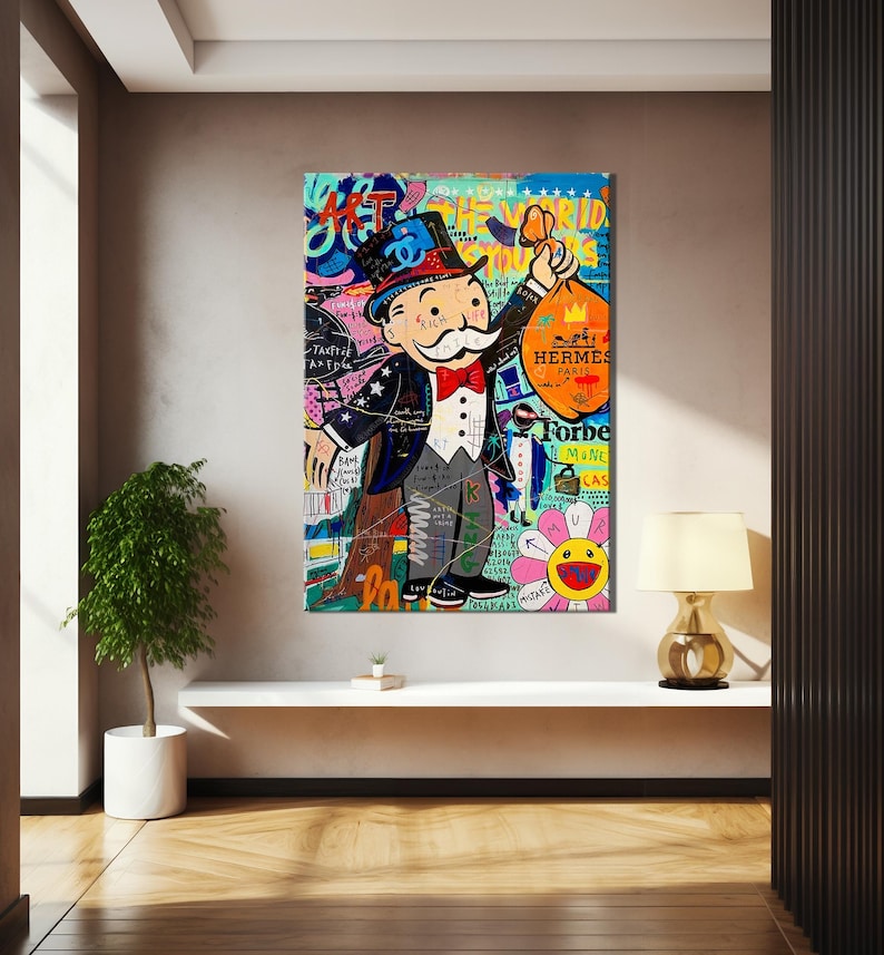 Pop Art Monopoly Man Fashion Unique Modern Painting Print Abstract ...