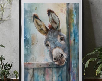 Little Donkey Framed Wall Art | Modern Minimalist Animal Poster Art | Ready to Hang Decor