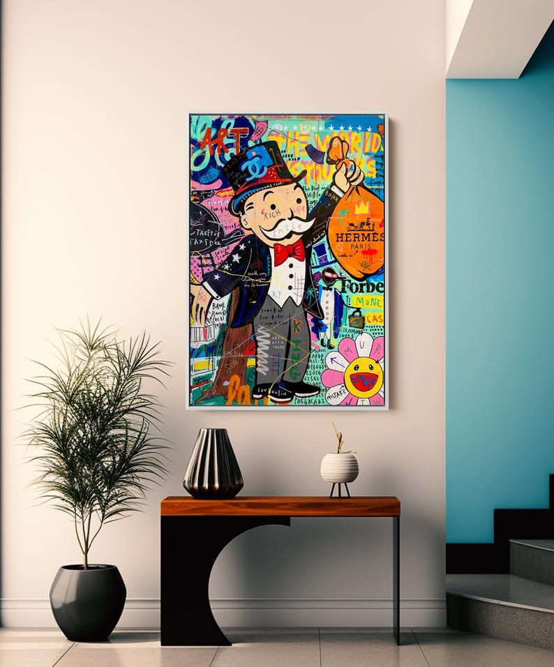 Pop Art Monopoly Man Fashion Unique Modern Painting Print Abstract ...