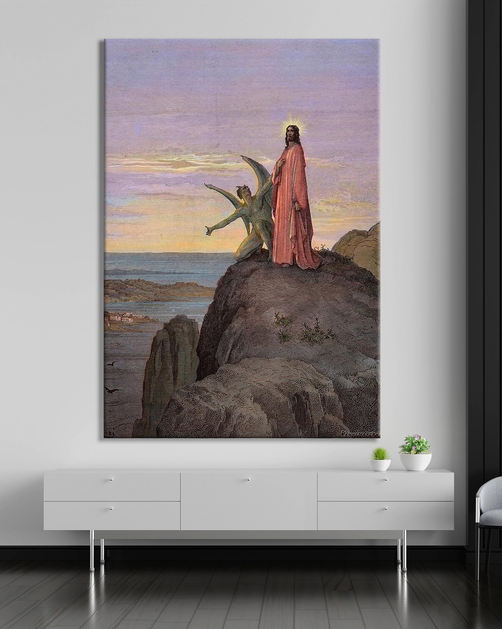 The Temptation of Jesus by Dore, Classic Biblical Scene Canvas Print ...