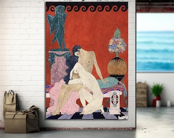 Lesben Liebhaber von Georges Barbier Leinwand Kunst Druck, Lesbische Geschenk, Berühmte Künstlerin, LGBT Druck, Lesbische Leinwand Kunst fertig zum Aufhängen