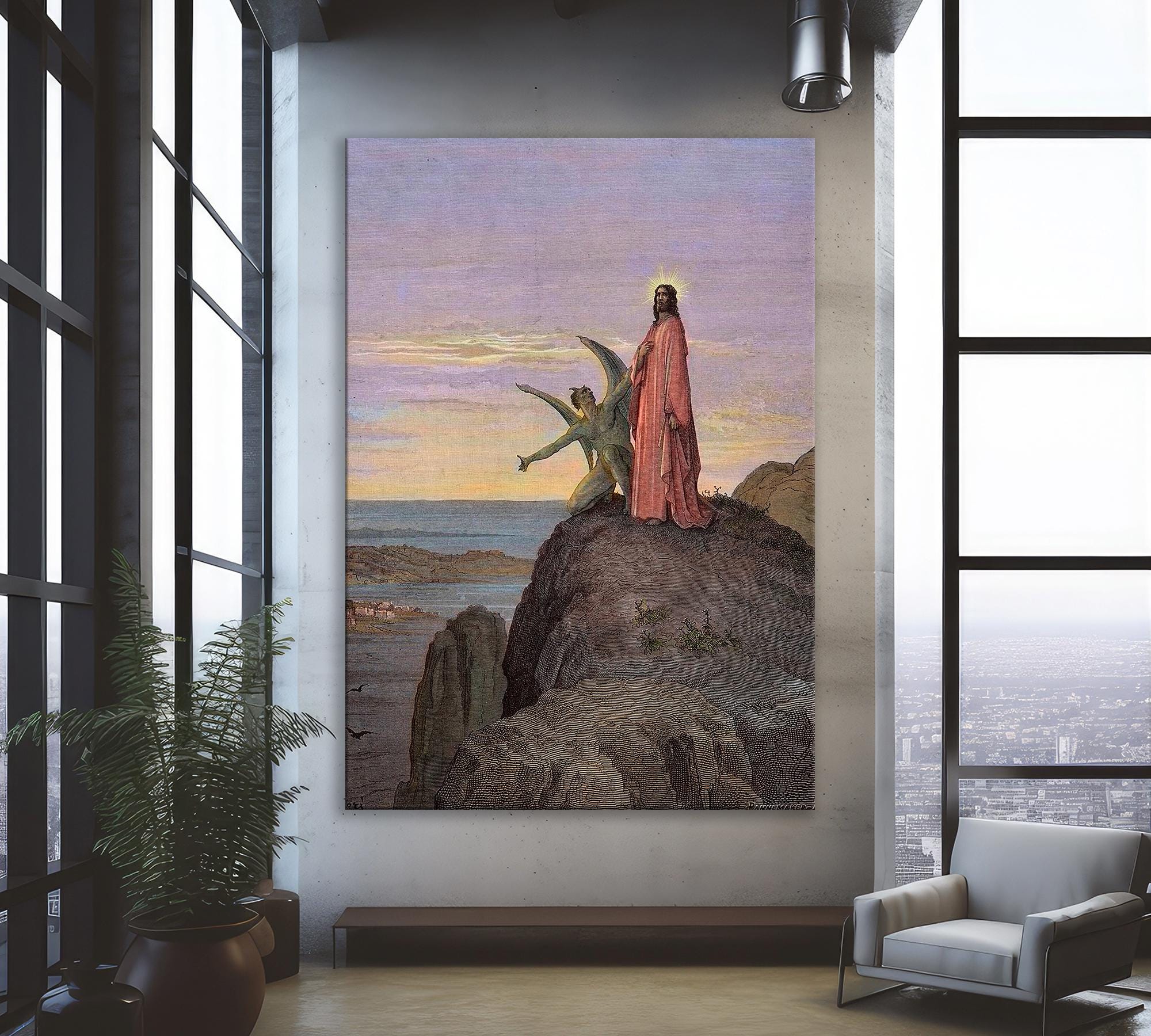 The Temptation of Jesus by Dore, Classic Biblical Scene Canvas Print ...