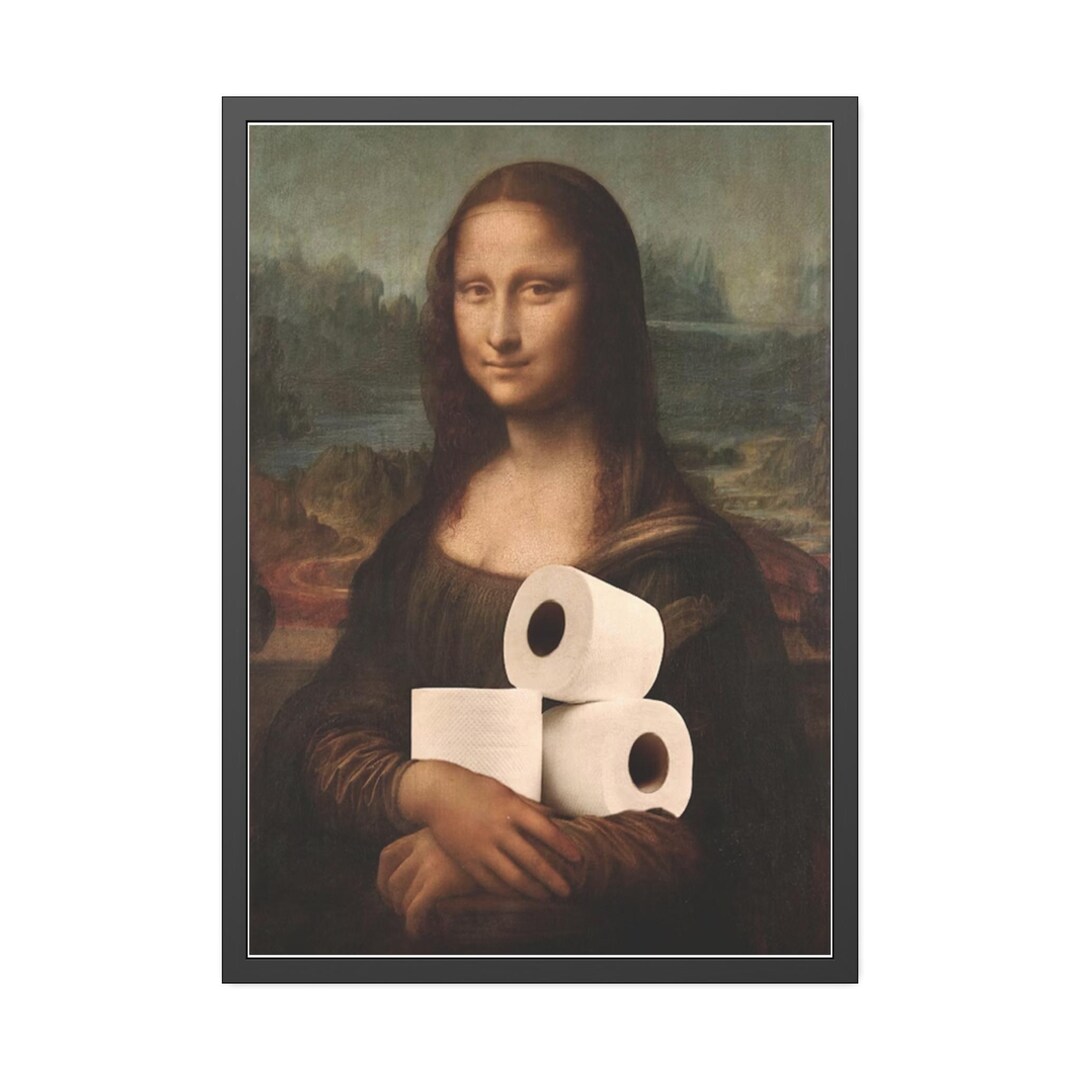 Mona Lisa With Toilet Paper Framed Art Print | Humorous Bathroom Wall ...