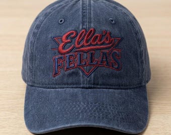 Ellas Fellas Club Embroidered Washed Hat, Vintage Western Concert Dad Cap, Ella Fella Cowboy Distressed Baseball Hat