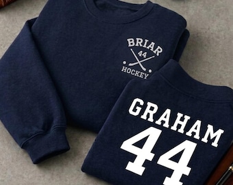 Embroidered Graham 44 Hockey Sweatshirt, Campus Sweatshirt, Briar University Hockey Shirt, Hockey Romance Merch, Gift For Her
