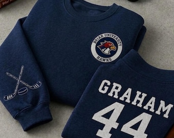 Embroidered Briar University Hockey Sweatshirt, Briar U Shirt, Campus Series Hockey Romance Gift, Garrett Graham 44 Bookish Merch