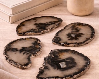 Juego de posavasos de ágata dendrítica: ¡pieza rara!