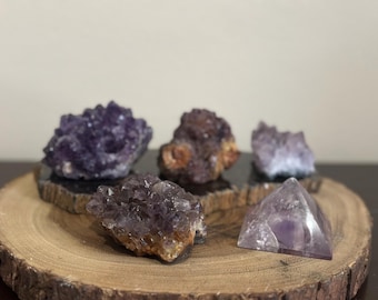 Paquete de cristales de amatista / Piedras de calma e intuición / Cristales curativos para la meditación