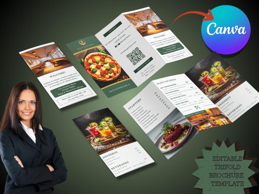 Editable Restaurant Menu Template | Fine Dining Trifold Brochure ...