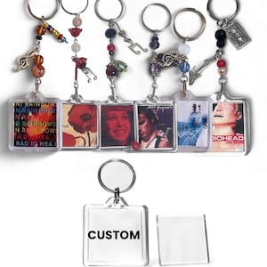 Handmade Album Cover Keychain: Beaded Music Gift, Custom Order