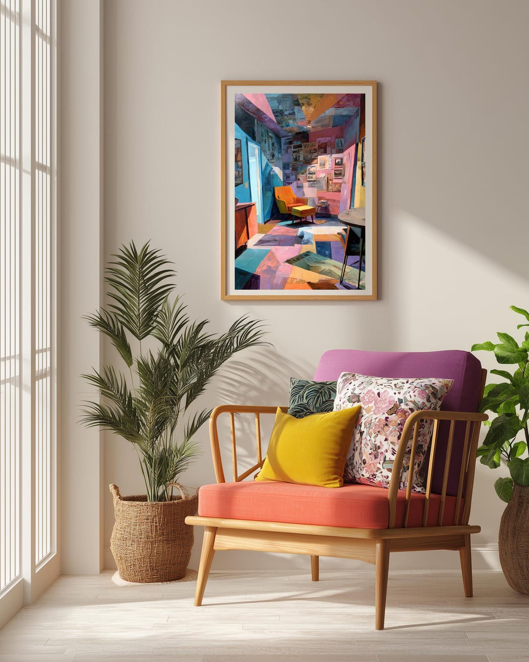 Colorful Abstract Room Colorful Abstract Interior Art Print | Modern Living Room Room Painting ...