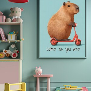 Capybara Wall Art Digital Download, Capybara Riding Scooter, Funny Animal Art, Instant Decor image 11