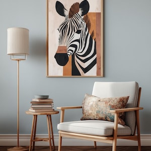 Geometric Zebra Wall Art | Boho Safari Nursery Decor | Digital Download Printable