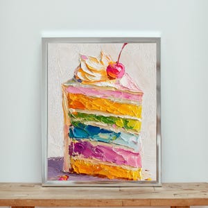 Rainbow Cake Pop Art Kitchen Print Colorful Wall Art