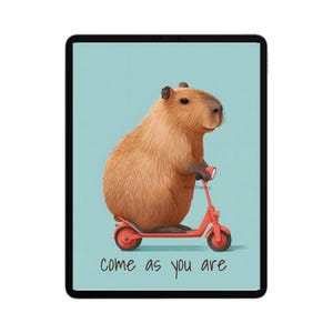 Capybara Wall Art Digital Download, Capybara Riding Scooter, Funny Animal Art, Instant Decor image 4