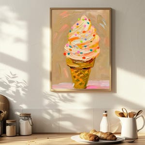 Ice Cream Wall Art | Soft Serve Printable | Colorful Kitchen Pop Art | Food Wall Art