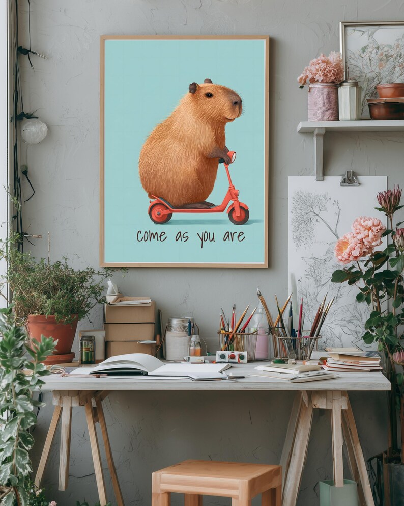 Capybara Print Office Decor