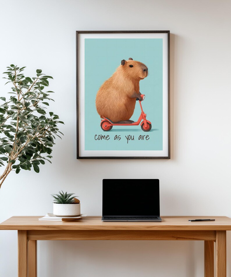 Capybara Print Office Decor