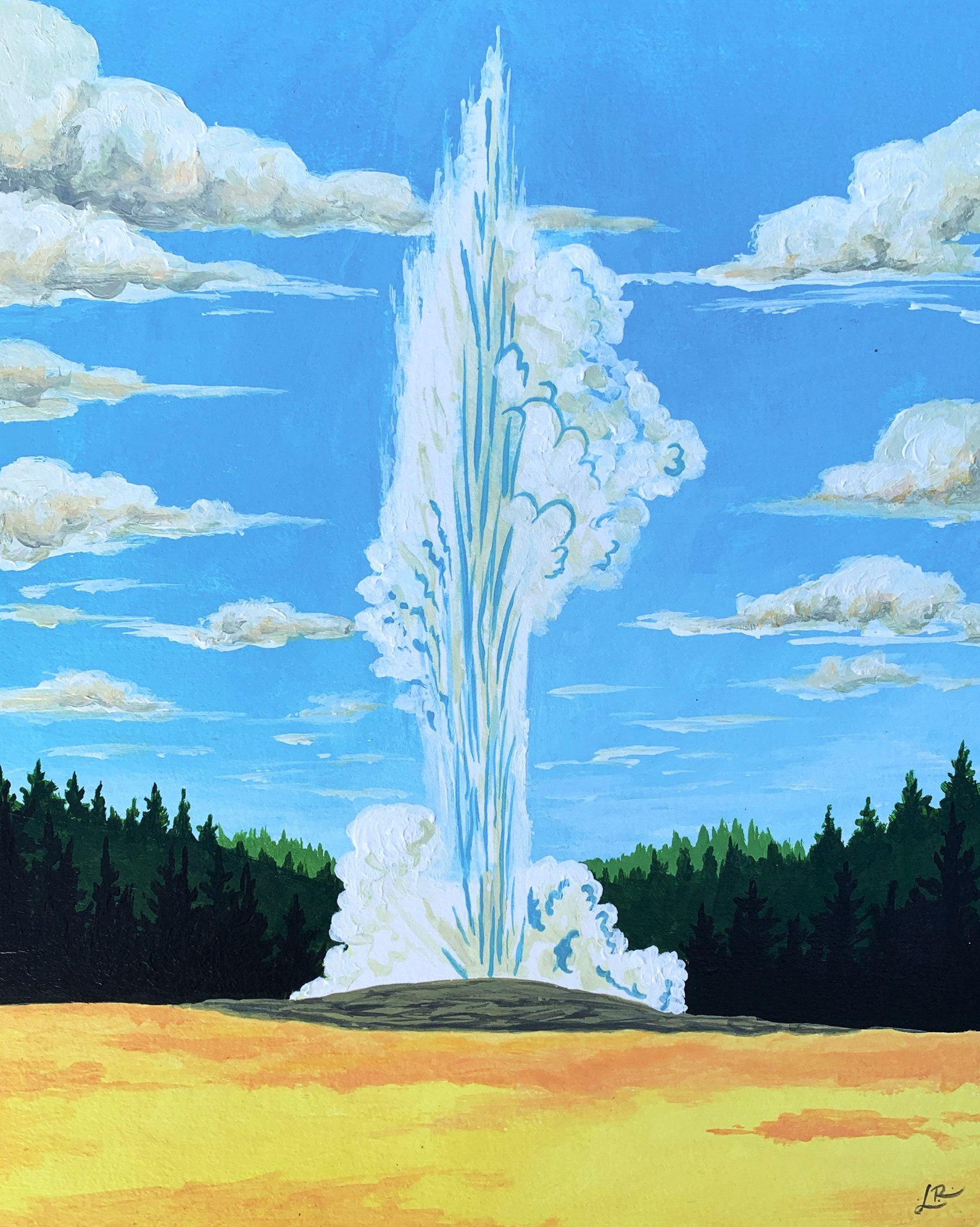 Old Faithful Yellowstone National Park Original Painting 8x10 Etsy