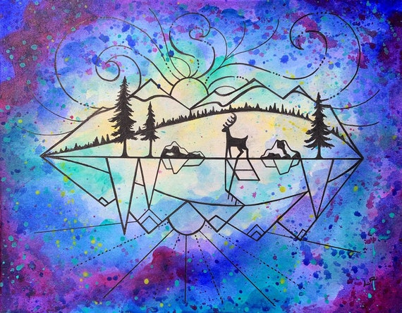 New Dawn Geometric Nature Art Original Painting 8x10 On Etsy