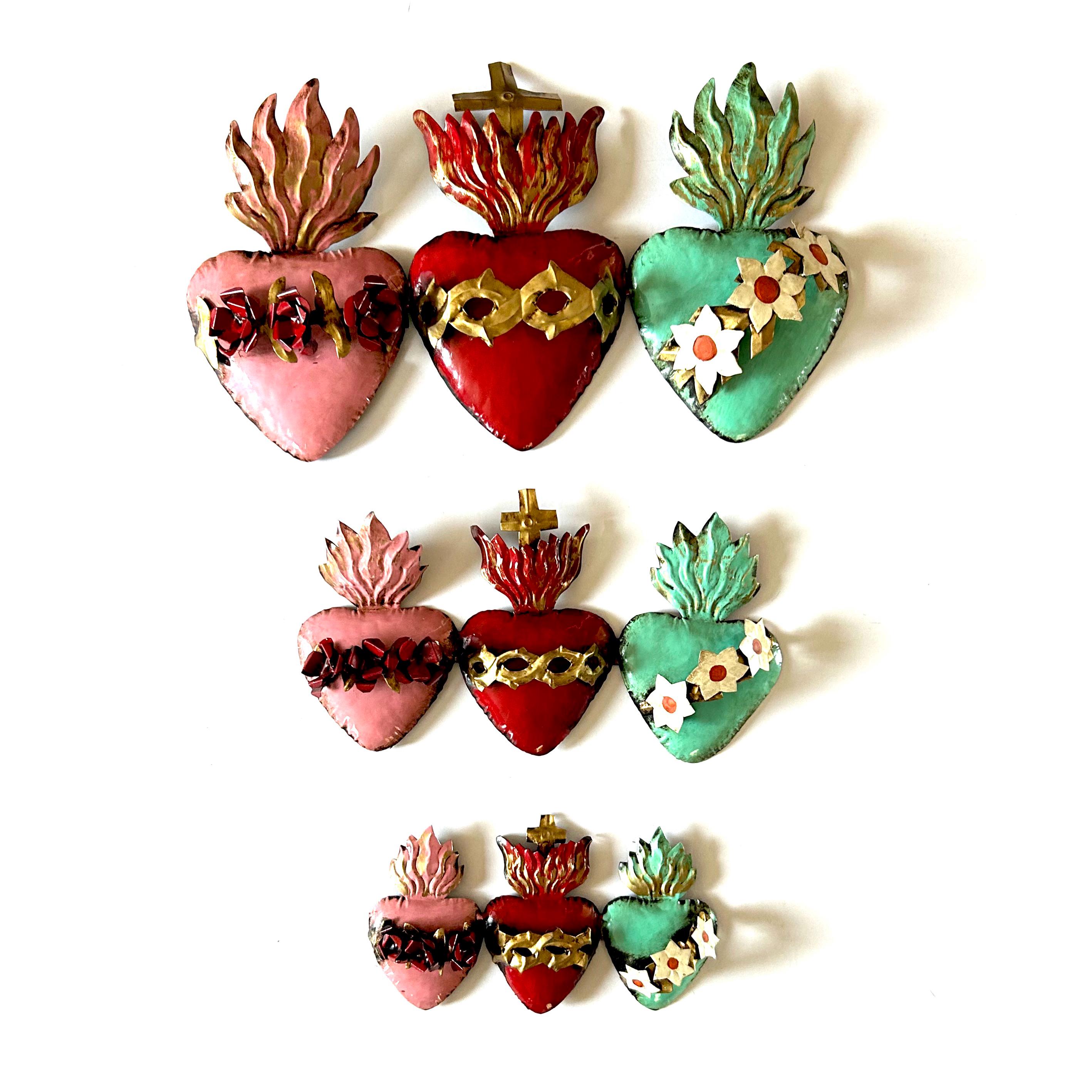 Triple Corazon Espinas De Flores Y Rosas - Sacred Heart, Mexican Folk ...