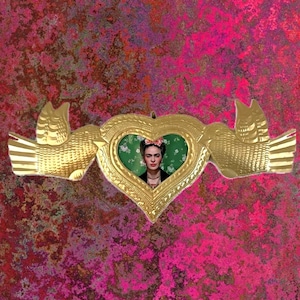 XL Frida Kahlo 19.5”(long) - Sacred Heart Niche, Folk Art Decor, Mexico Handmade