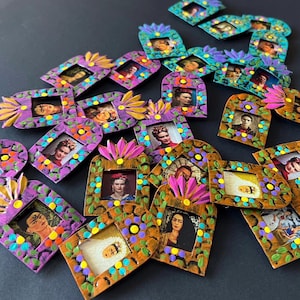 Mini Nicho Frida Kahlo - Boho Folkkonst Väggdekoration, Mexikansk Handgjord Ornament (5x7,5 cm)