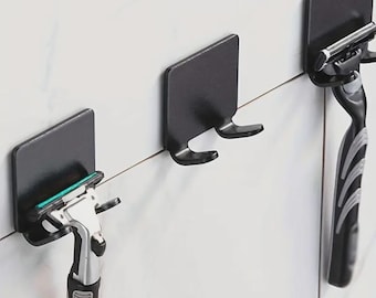 Razor & Key Wall Holder–Minimalist Bathroom Storage|Modern 3D Print Shaver Stand – Self-Adhesive Razor Organizer|Sleek Wall Mount Organizer