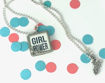 Girl Power Inspirational Pendant Necklace for friend, girlfriend, daughter, sister