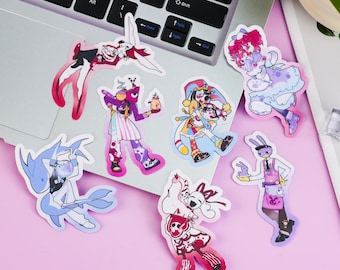 The Amazing Digital Circus Waterproof Vinyl Sticker Pack | Cartoon Fan Laptop Decals